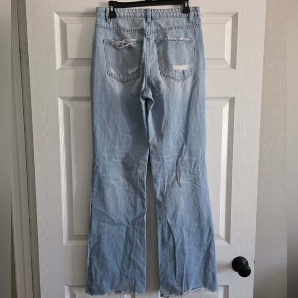 Flying Monkey Light Wash 90's Vintage Wide Leg Jeans 100% Cotton Size 28 - Picture 4 of 6